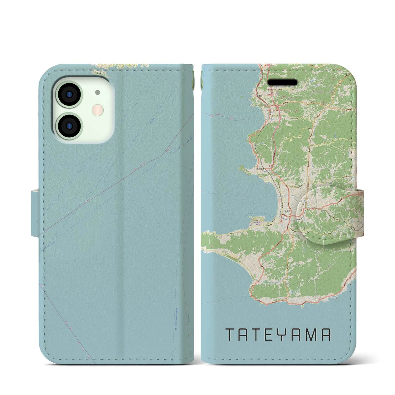 【館山2（千葉県）】地図柄iPhoneケース（手帳タイプ）