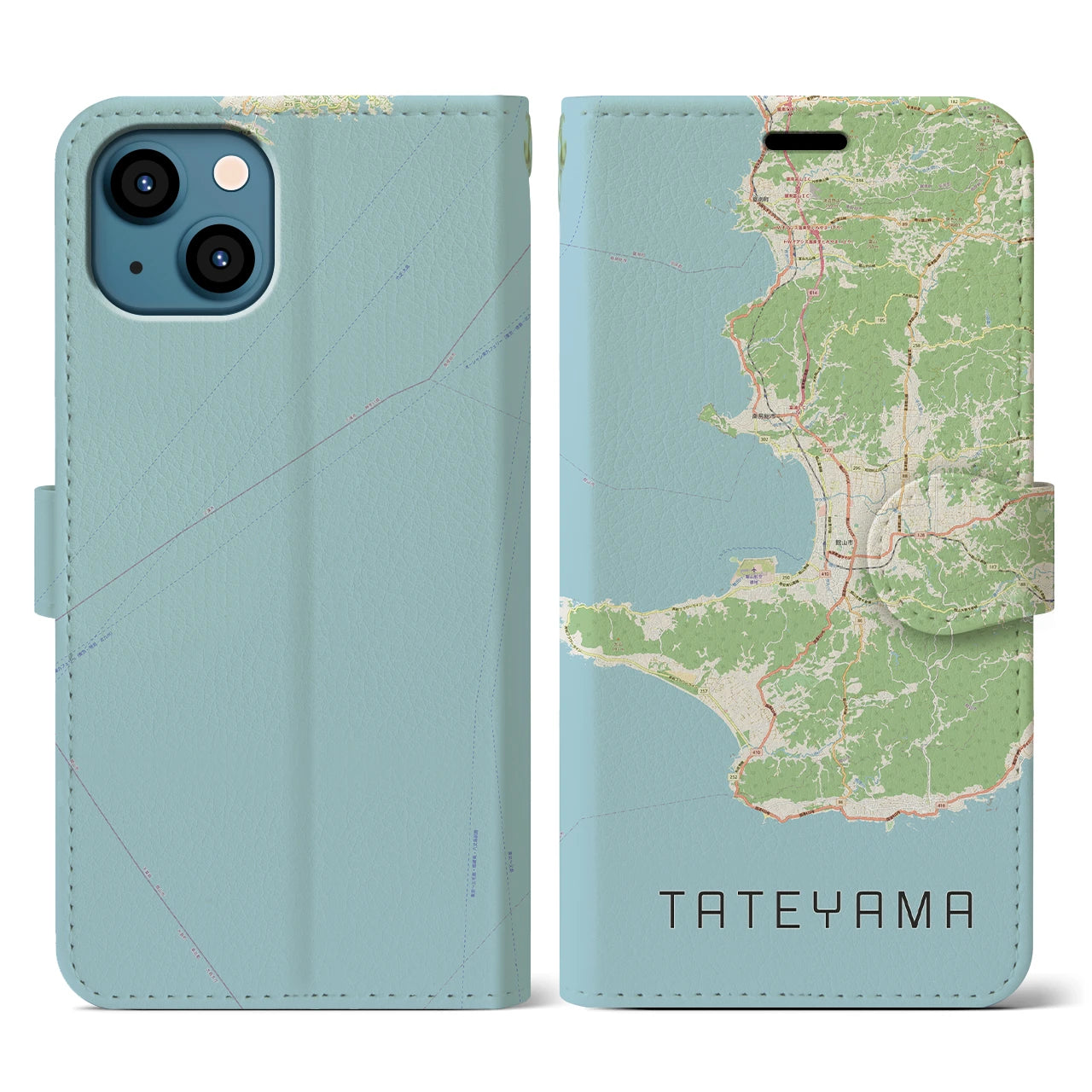 【館山2（千葉県）】地図柄iPhoneケース（手帳タイプ）