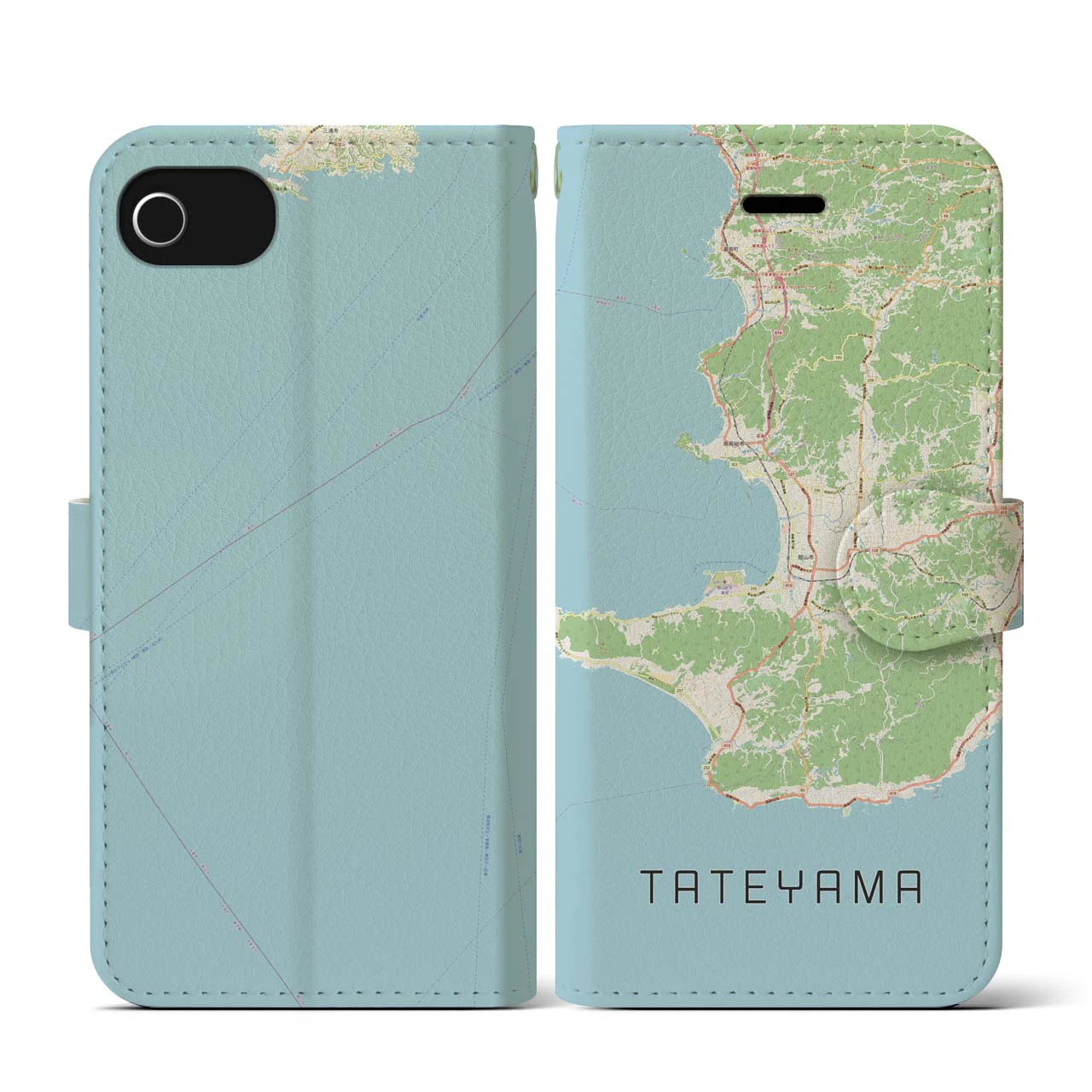 【館山2（千葉県）】地図柄iPhoneケース（手帳タイプ）