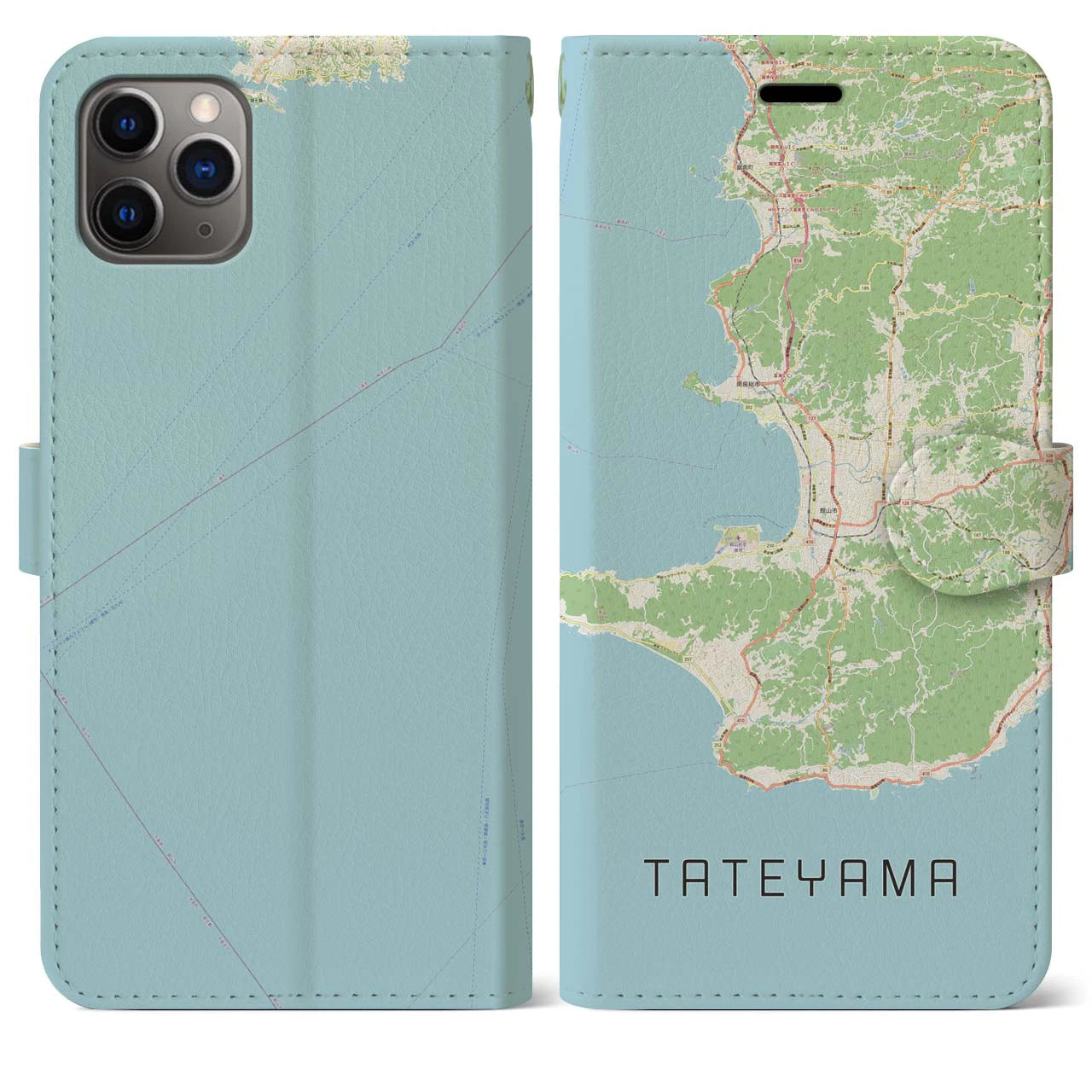 【館山2（千葉県）】地図柄iPhoneケース（手帳タイプ）