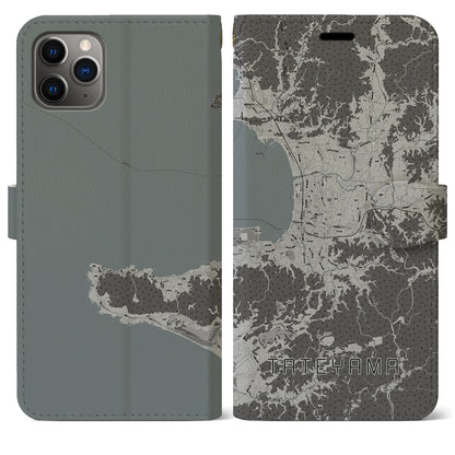 【館山（千葉県）】地図柄iPhoneケース（手帳タイプ）モノトーン・iPhone 11 Pro Max 用