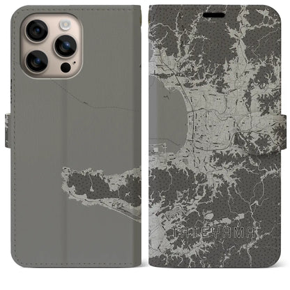 【館山（千葉県）】地図柄iPhoneケース（手帳タイプ）モノトーン・iPhone 16 Plus 用