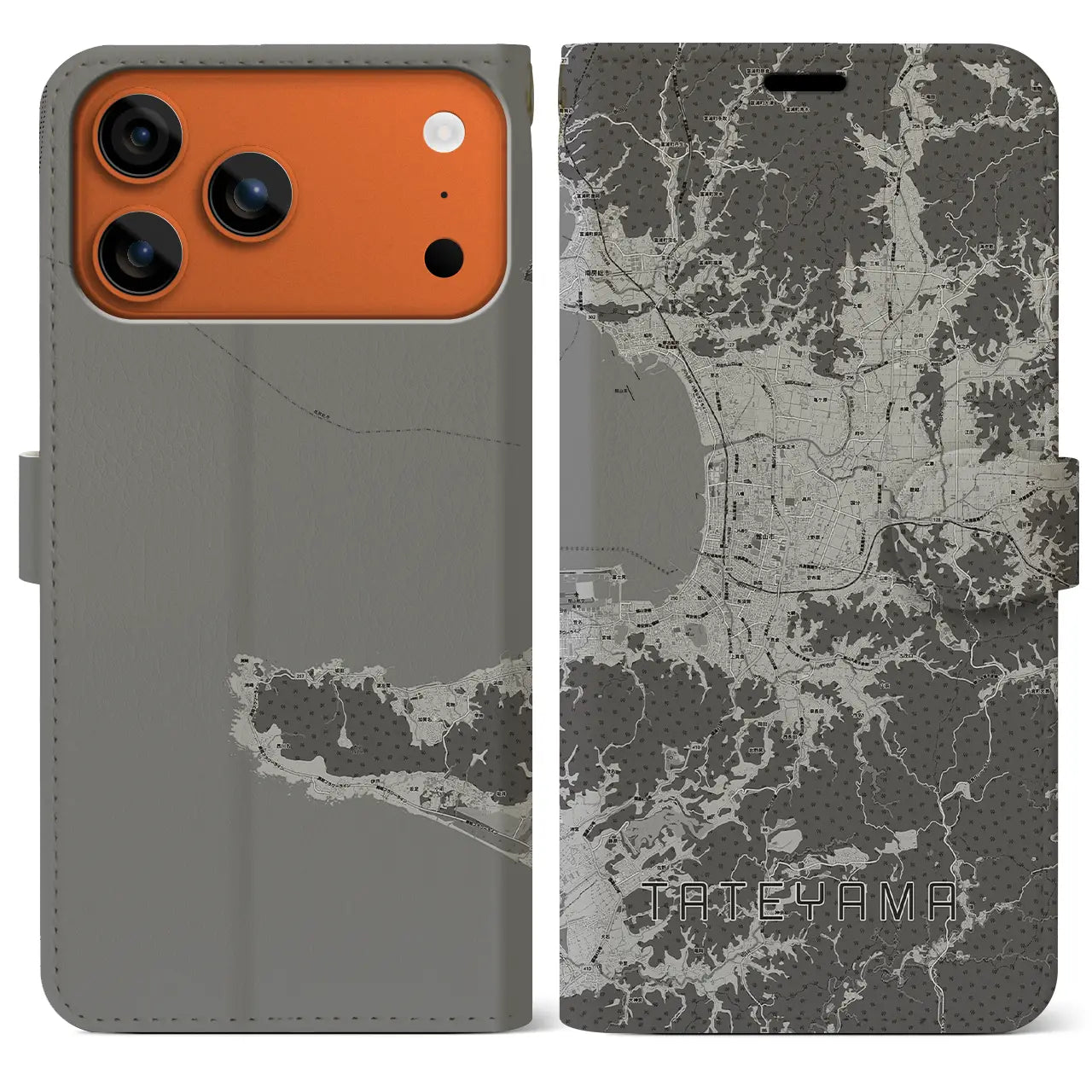 【館山（千葉県）】地図柄iPhoneケース（手帳タイプ）