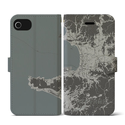 【館山（千葉県）】地図柄iPhoneケース（手帳タイプ）モノトーン・iPhone SE（第3 / 第2世代） / 8 / 7 / 6s / 6 用