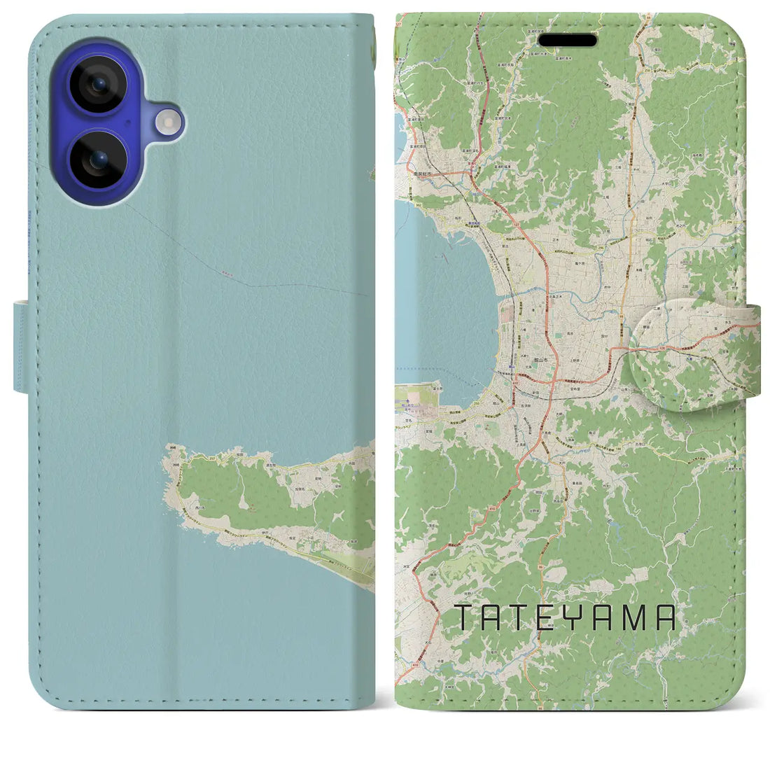 【館山(千葉県)】地図柄iPhoneケース(手帳タイプ)ナチュラル・iPhone 16 Pro Max 用