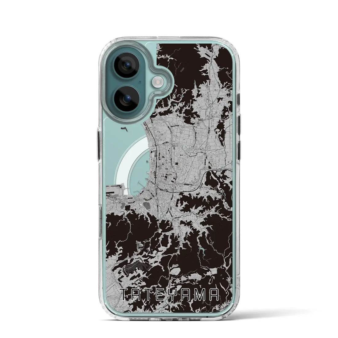 【館山(千葉県)】地図柄iPhoneケース(MagSafeタイプ)モノトーン・iPhone 16 Pro 用