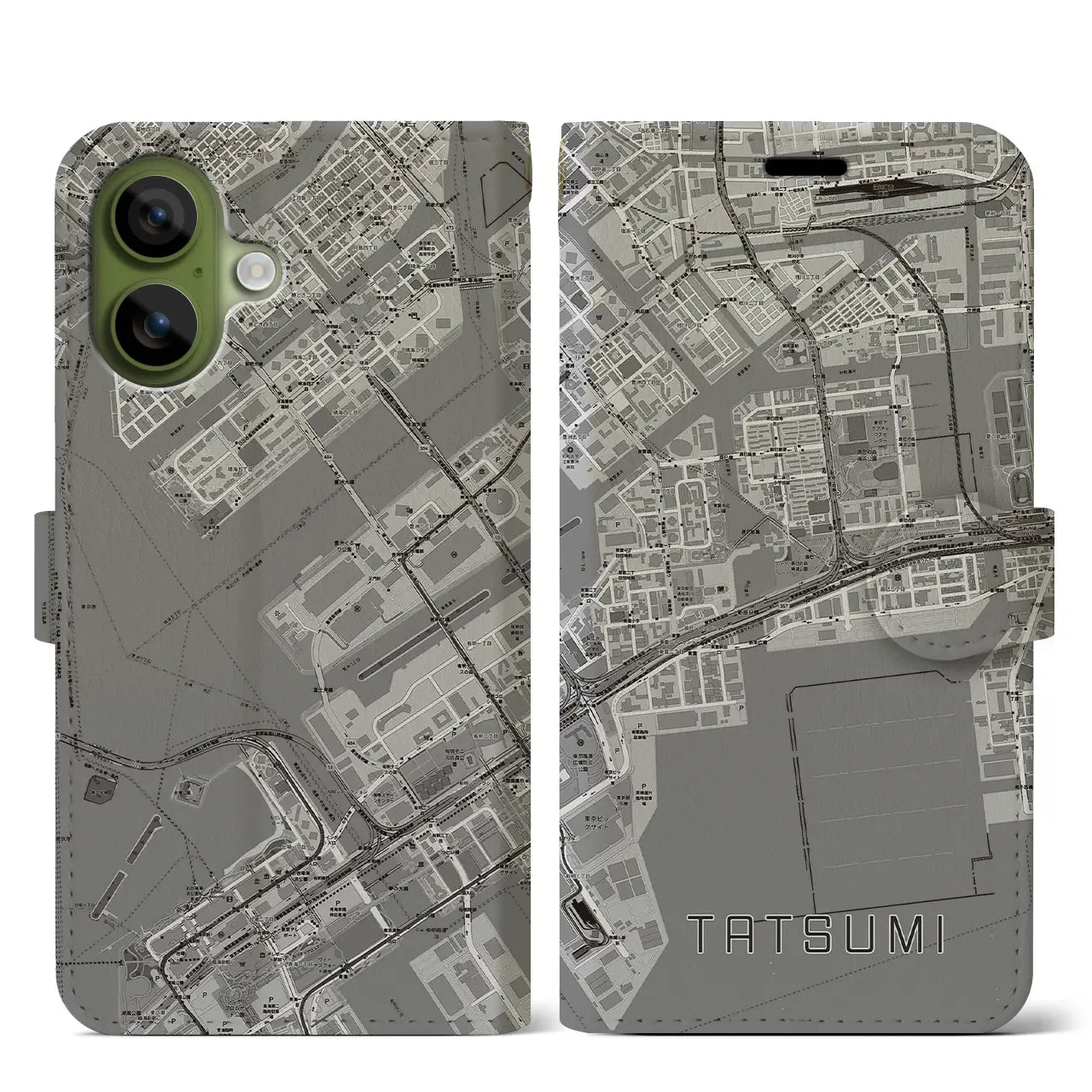 【辰巳（東京都）】地図柄iPhoneケース（手帳タイプ）