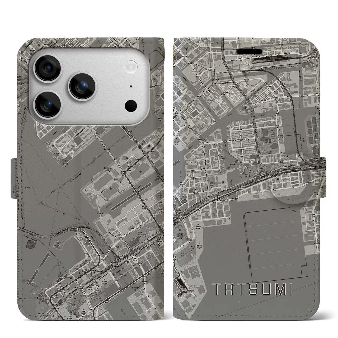 【辰巳（東京都）】地図柄iPhoneケース（手帳タイプ）