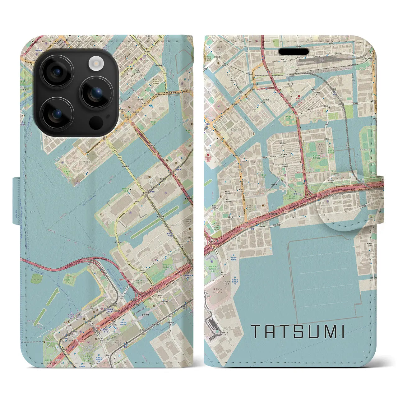 【辰巳（東京都）】地図柄iPhoneケース（手帳タイプ）ナチュラル・iPhone 16 用