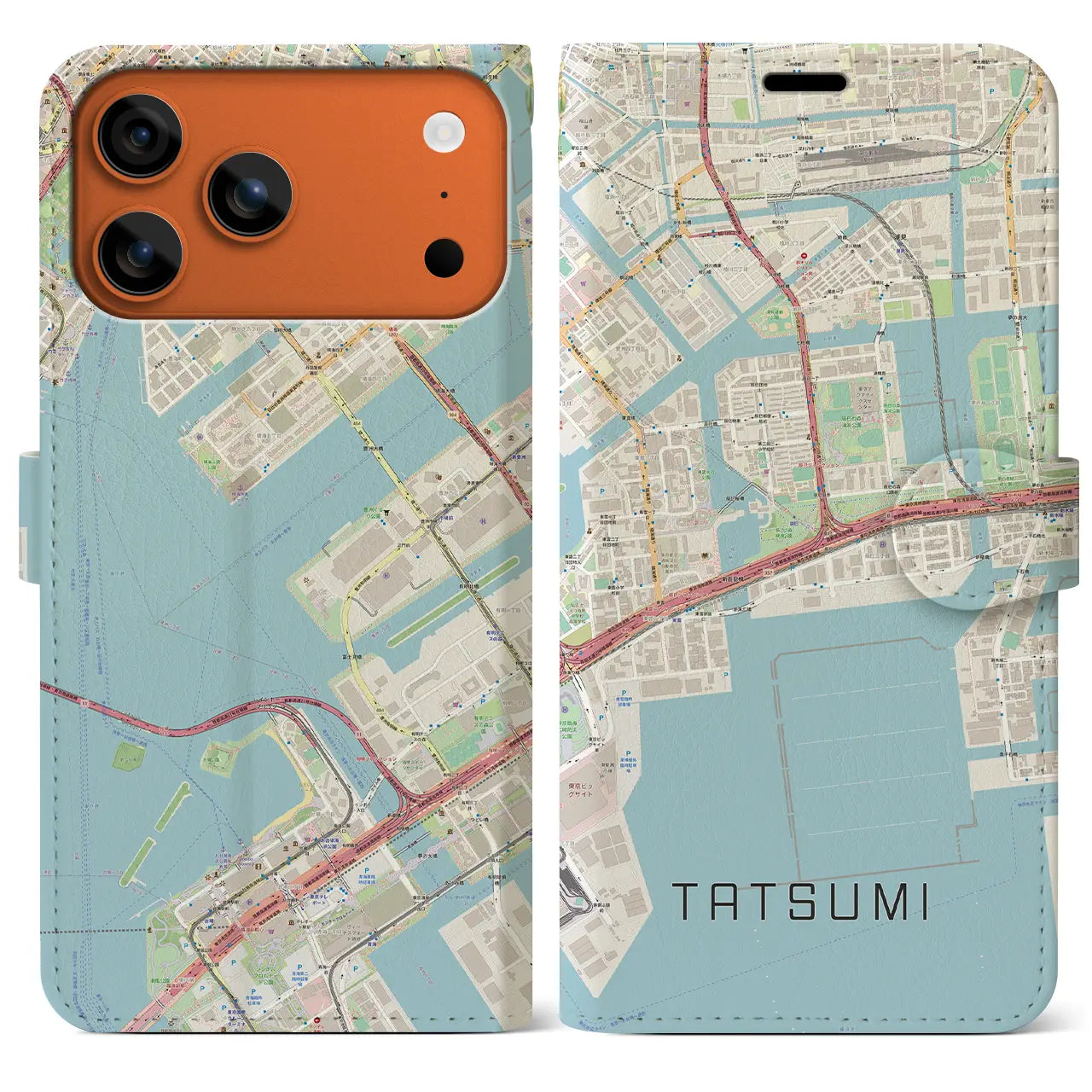 【辰巳（東京都）】地図柄iPhoneケース（手帳タイプ）