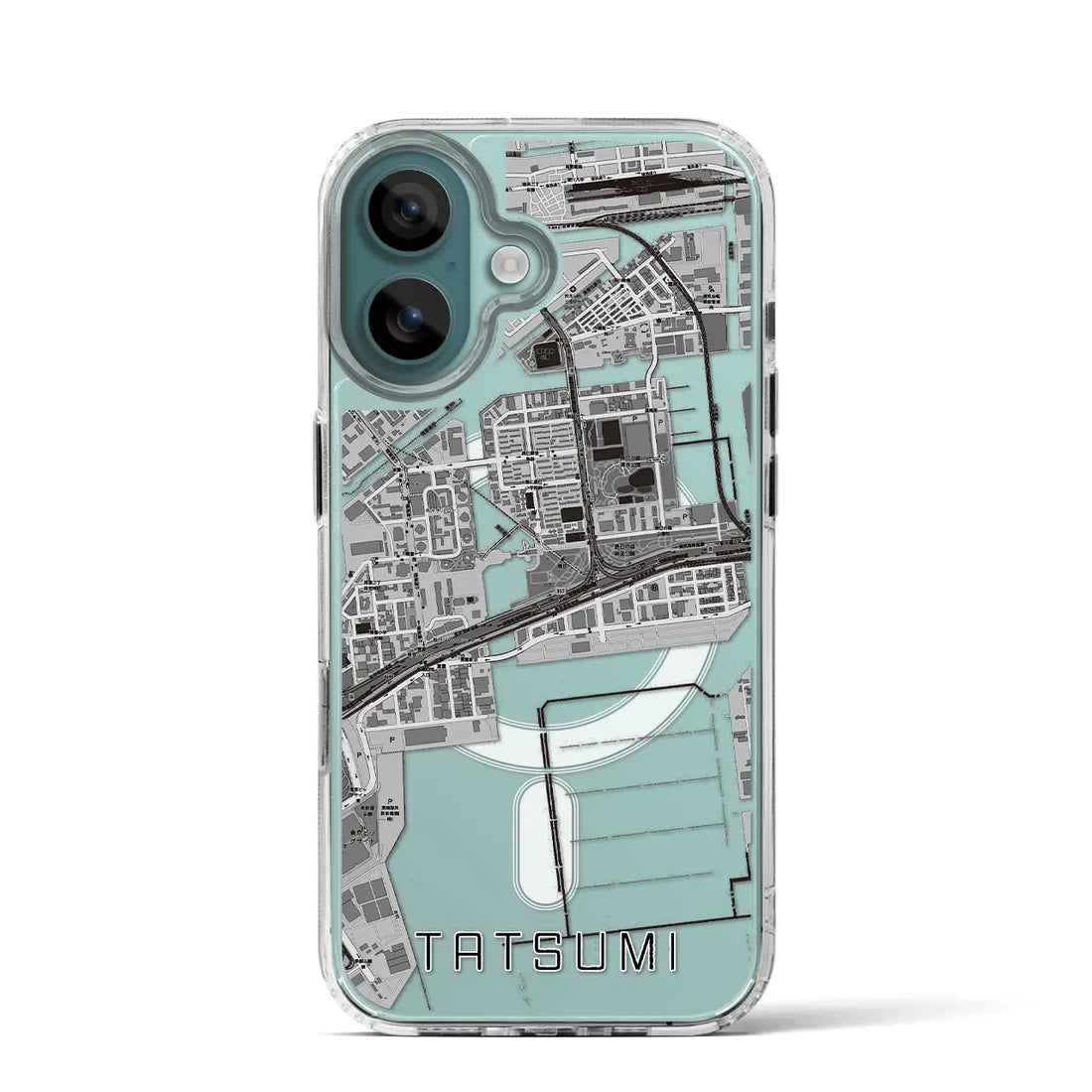 【辰巳(東京都)】地図柄iPhoneケース(MagSafeタイプ)モノトーン・iPhone 16 Pro 用