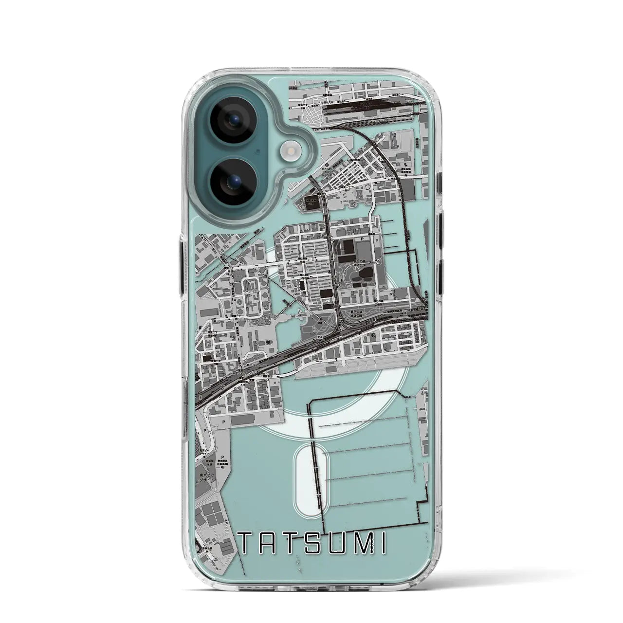 【辰巳（東京都）】地図柄iPhoneケース（MagSafeタイプ）モノトーン・iPhone 16 Pro 用