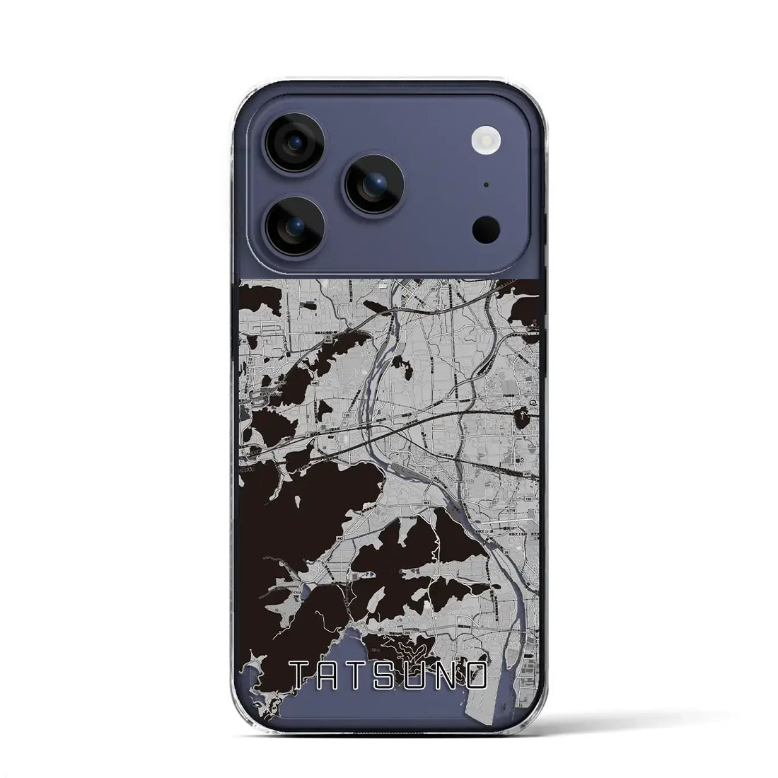 【たつの(兵庫県)】地図柄iPhoneケース(クリアタイプ)モノトーン・iPhone 17 Pro Max 用