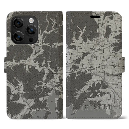 【たつの（兵庫県）】地図柄iPhoneケース（手帳タイプ）モノトーン・iPhone 16 用