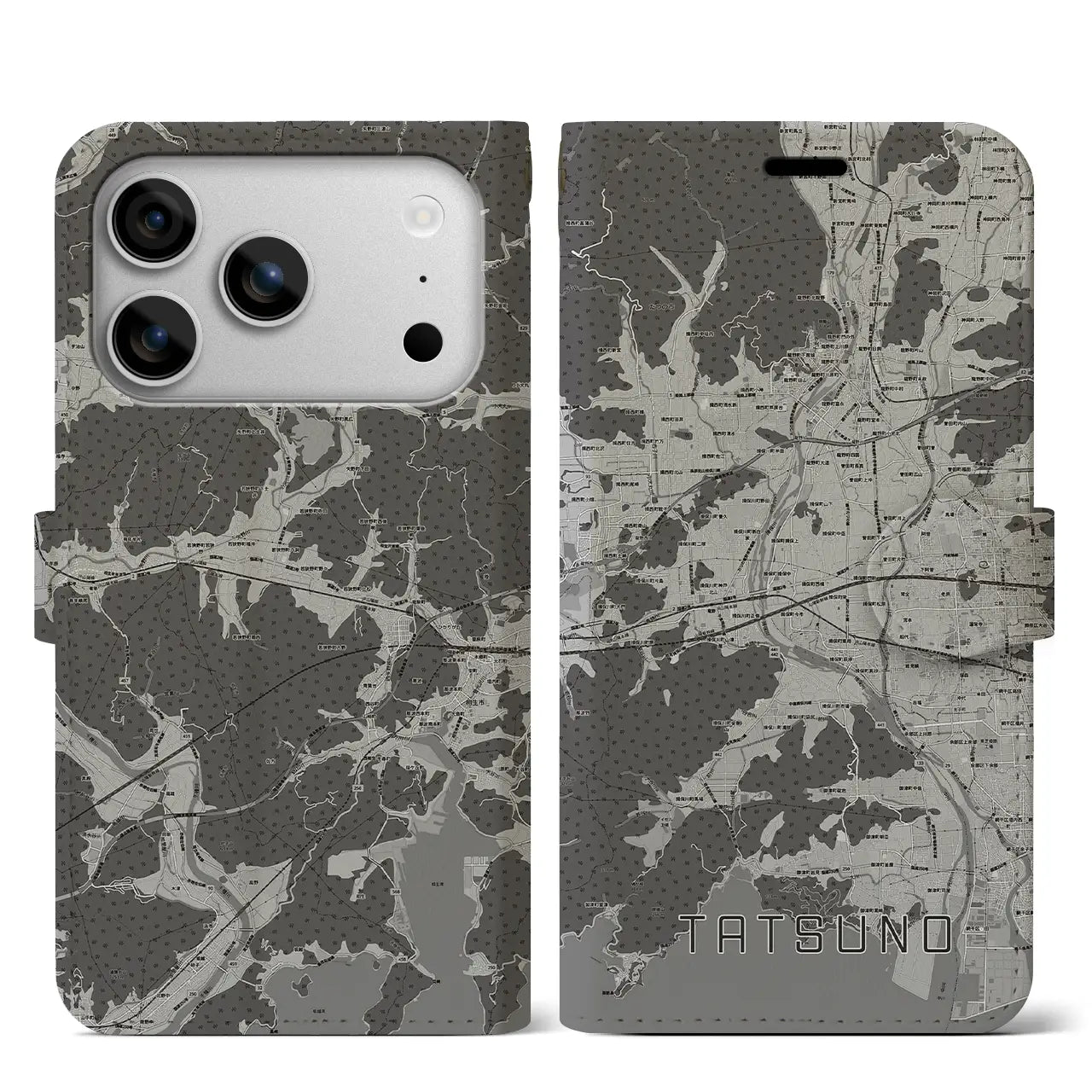 【たつの（兵庫県）】地図柄iPhoneケース（手帳タイプ）