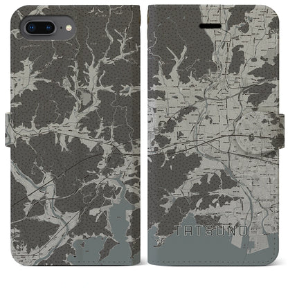 【たつの（兵庫県）】地図柄iPhoneケース（手帳タイプ）モノトーン・iPhone 8Plus /7Plus / 6sPlus / 6Plus 用