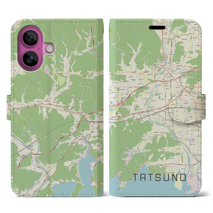 【たつの（兵庫県）】地図柄iPhoneケース（手帳タイプ）ナチュラル・iPhone 16 Pro 用