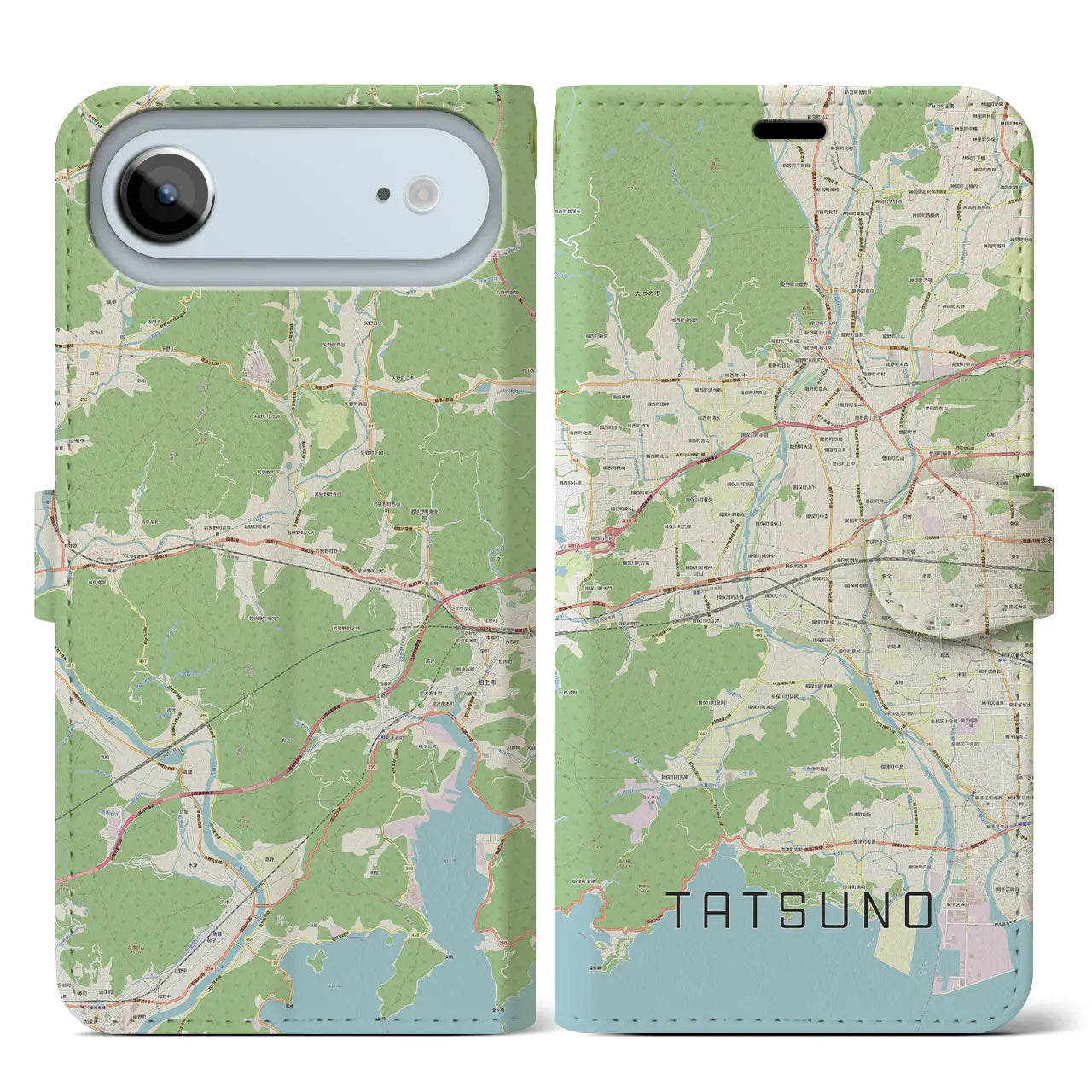 【たつの（兵庫県）】地図柄iPhoneケース（手帳タイプ）