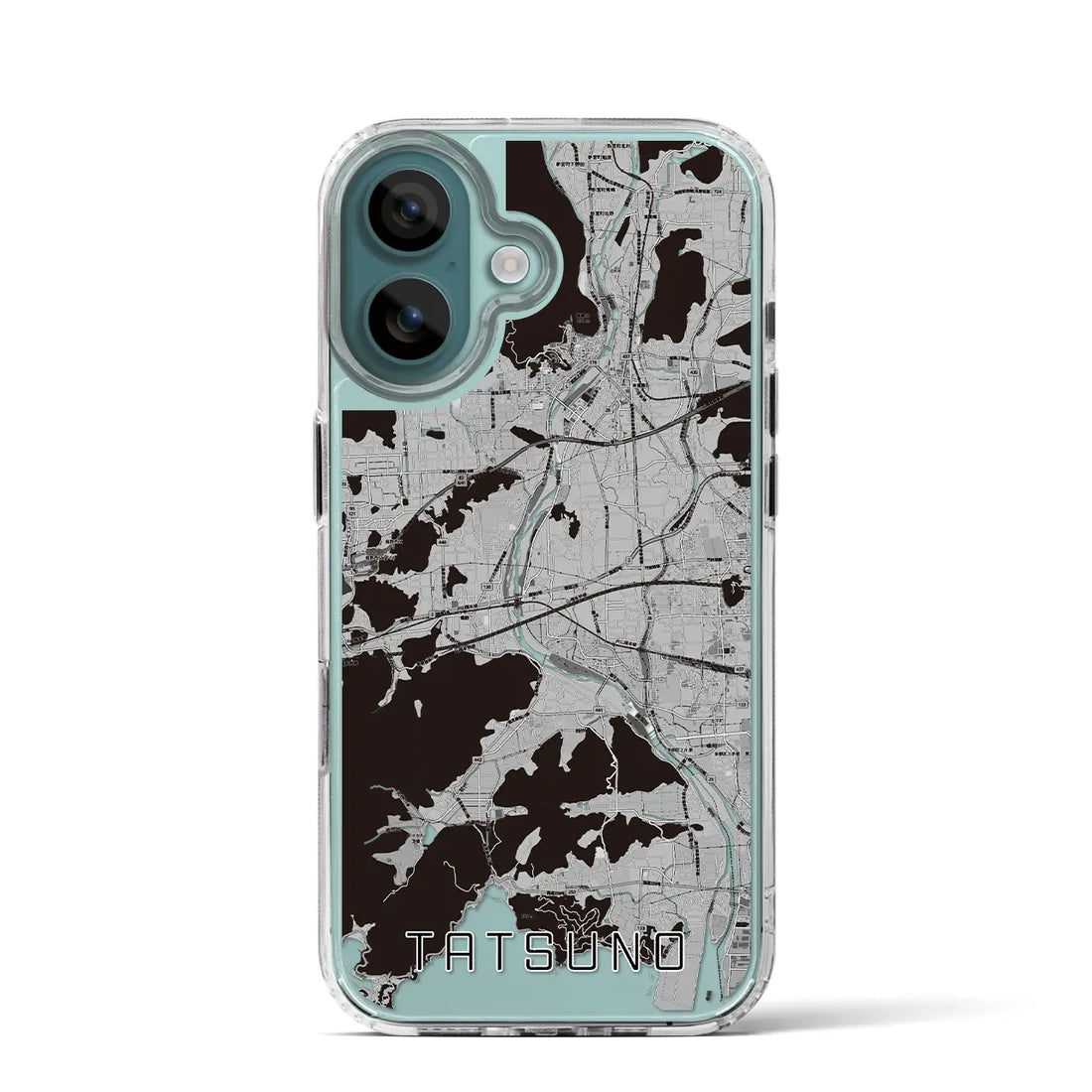 【たつの（兵庫県）】地図柄iPhoneケース（MagSafeタイプ）モノトーン・iPhone 16 Pro 用