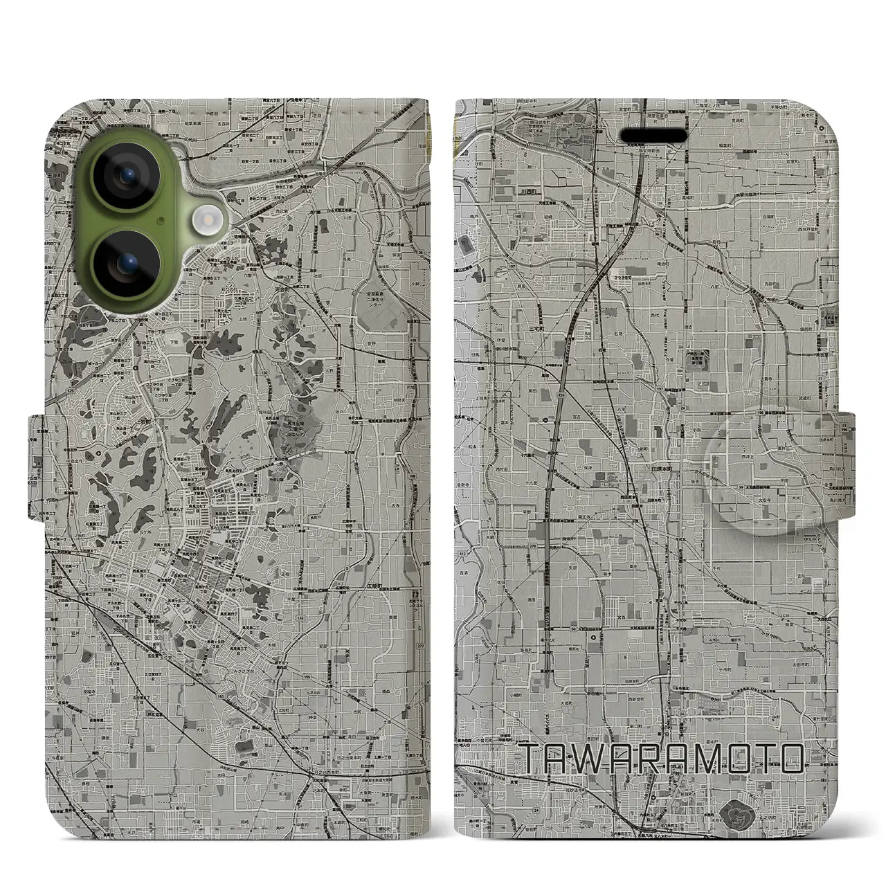 【田原本（奈良県）】地図柄iPhoneケース（手帳タイプ）