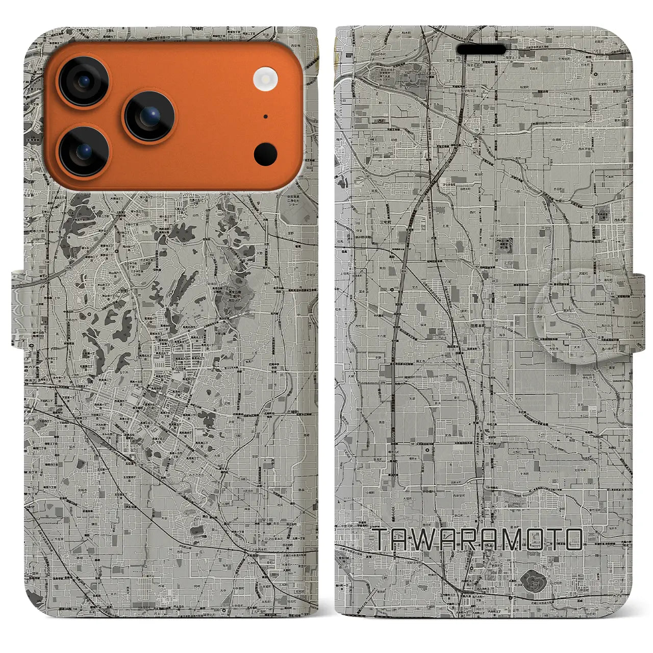 【田原本（奈良県）】地図柄iPhoneケース（手帳タイプ）