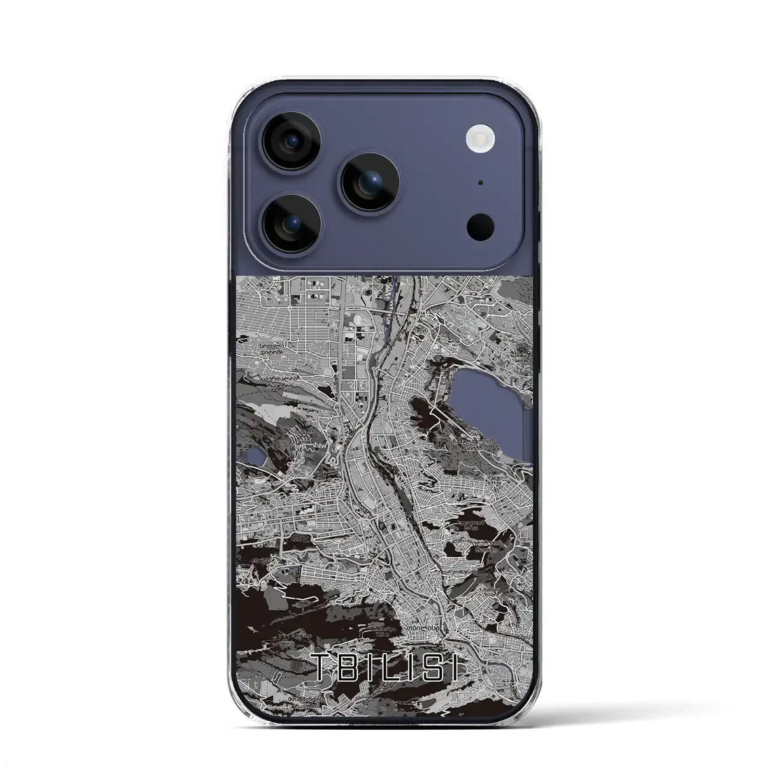 【トビリシ（ジョージア）】地図柄iPhoneケース（クリアタイプ）モノトーン・iPhone 17 Pro Max 用