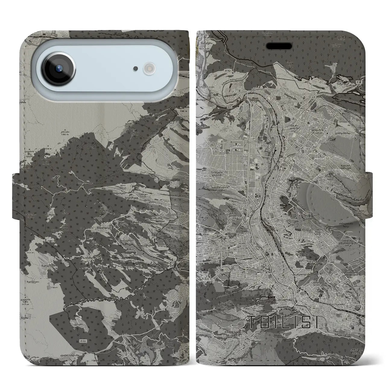 【トビリシ（ジョージア）】地図柄iPhoneケース（手帳タイプ）