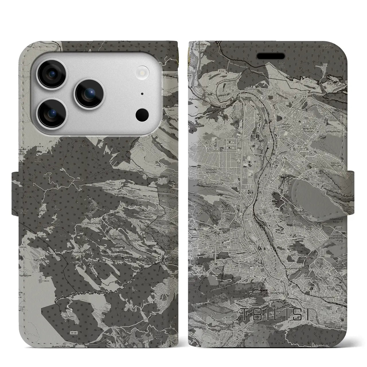 【トビリシ（ジョージア）】地図柄iPhoneケース（手帳タイプ）