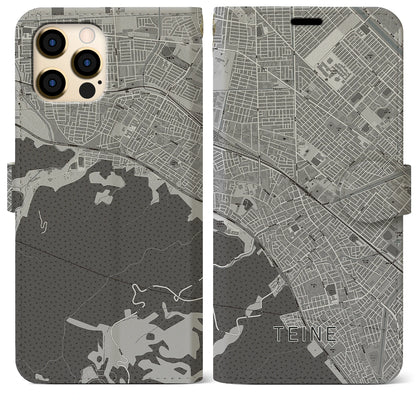 【手稲（北海道）】地図柄iPhoneケース（手帳タイプ）モノトーン・iPhone 12 Pro Max 用