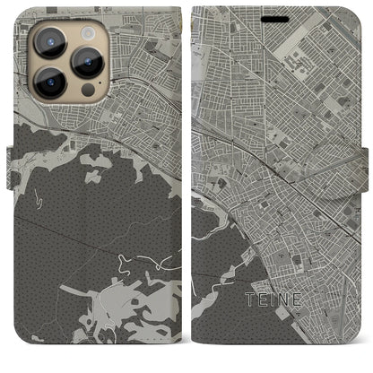 【手稲（北海道）】地図柄iPhoneケース（手帳タイプ）モノトーン・iPhone 14 Pro Max 用