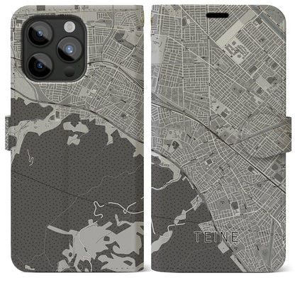 【手稲（北海道）】地図柄iPhoneケース（手帳タイプ）モノトーン・iPhone 15 Pro Max 用