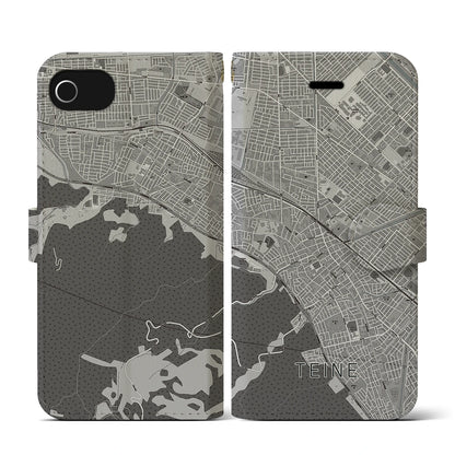 【手稲（北海道）】地図柄iPhoneケース（手帳タイプ）モノトーン・iPhone SE（第3 / 第2世代） / 8 / 7 / 6s / 6 用