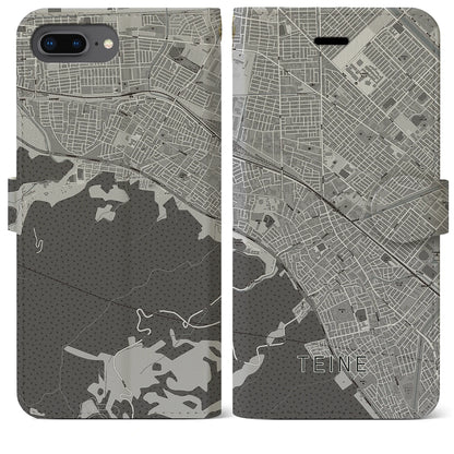 【手稲（北海道）】地図柄iPhoneケース（手帳タイプ）モノトーン・iPhone 8Plus /7Plus / 6sPlus / 6Plus 用