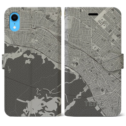 【手稲（北海道）】地図柄iPhoneケース（手帳タイプ）モノトーン・iPhone XR 用