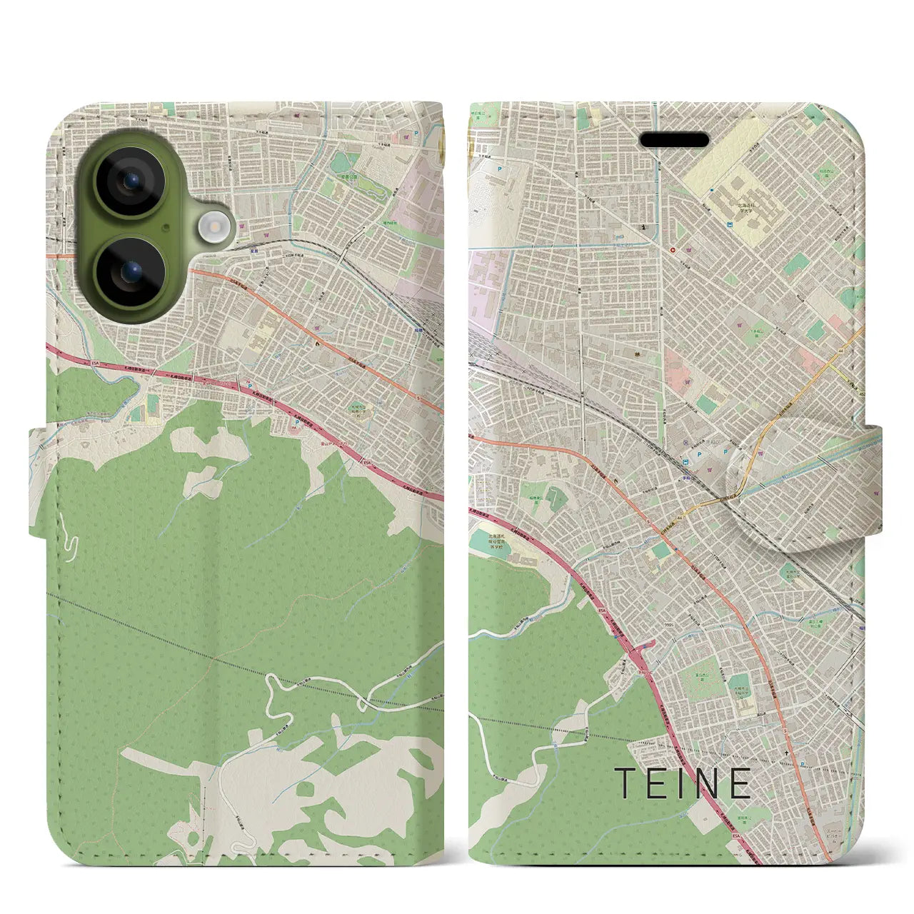 【手稲（北海道）】地図柄iPhoneケース（手帳タイプ）