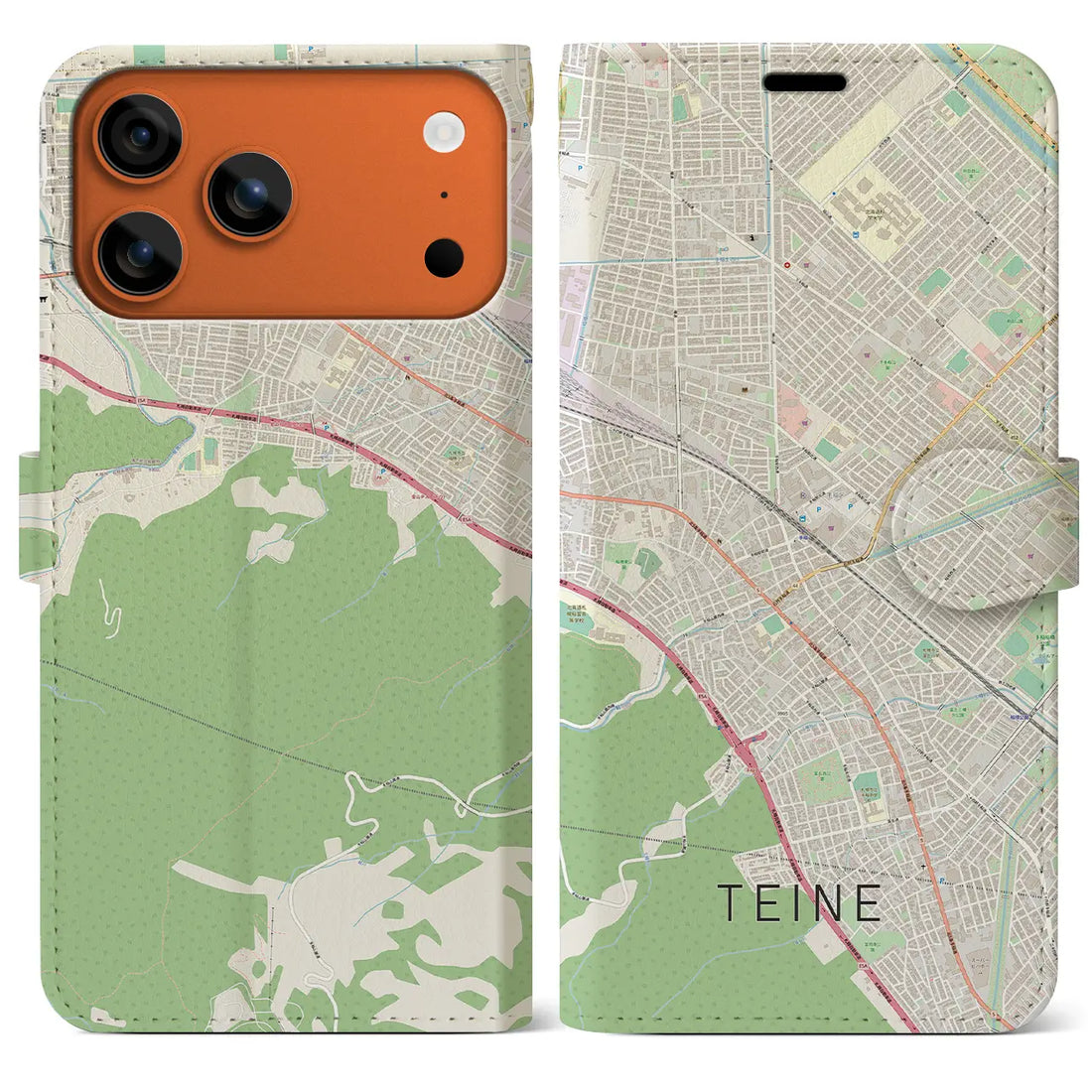 【手稲（北海道）】地図柄iPhoneケース（手帳タイプ）ナチュラル・iPhone 17 Pro Max 用
