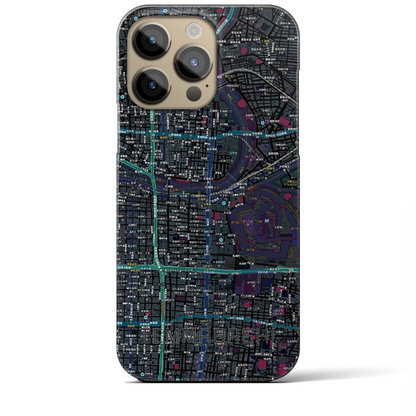 【天満橋（大阪府）】地図柄iPhoneケース（バックカバータイプ）ブラック・iPhone 14 Pro Max 用