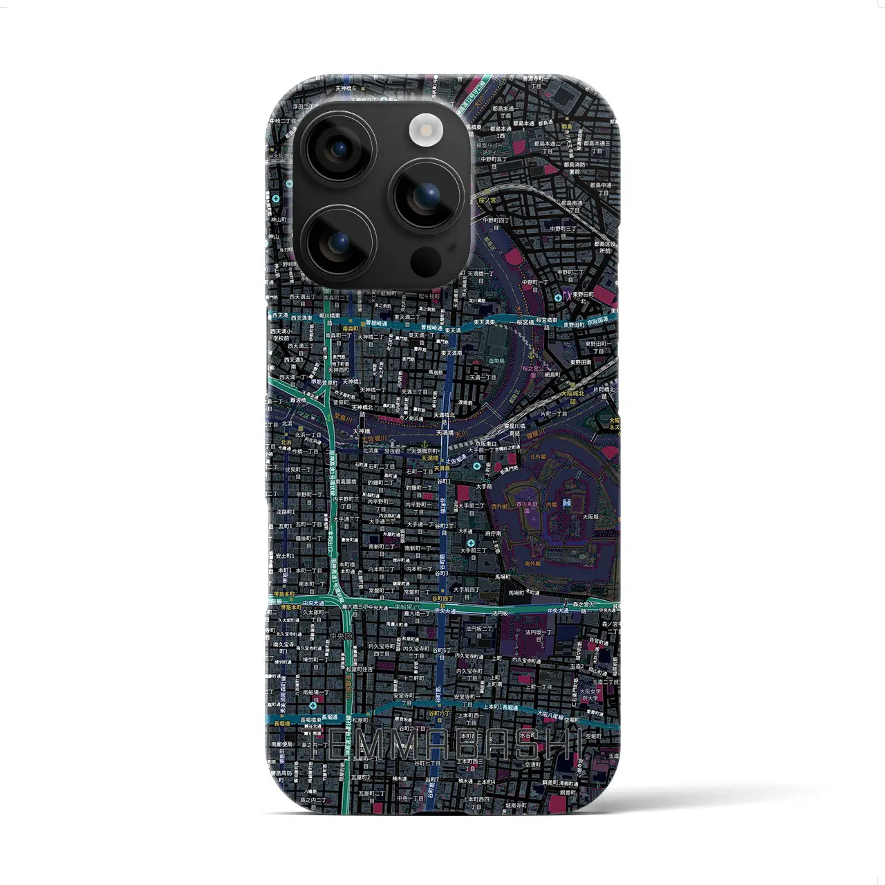 【天満橋（大阪府）】地図柄iPhoneケース（バックカバータイプ）