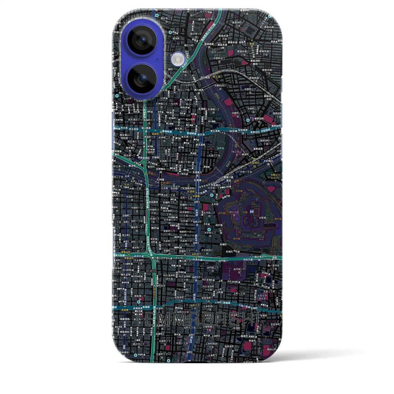 【天満橋（大阪府）】地図柄iPhoneケース（バックカバータイプ）