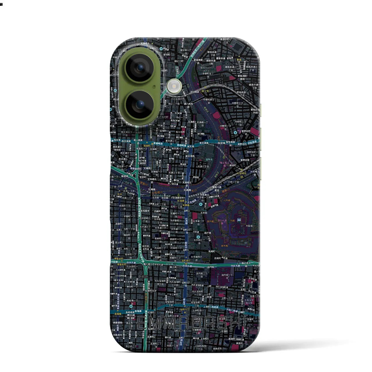 【天満橋（大阪府）】地図柄iPhoneケース（バックカバータイプ）