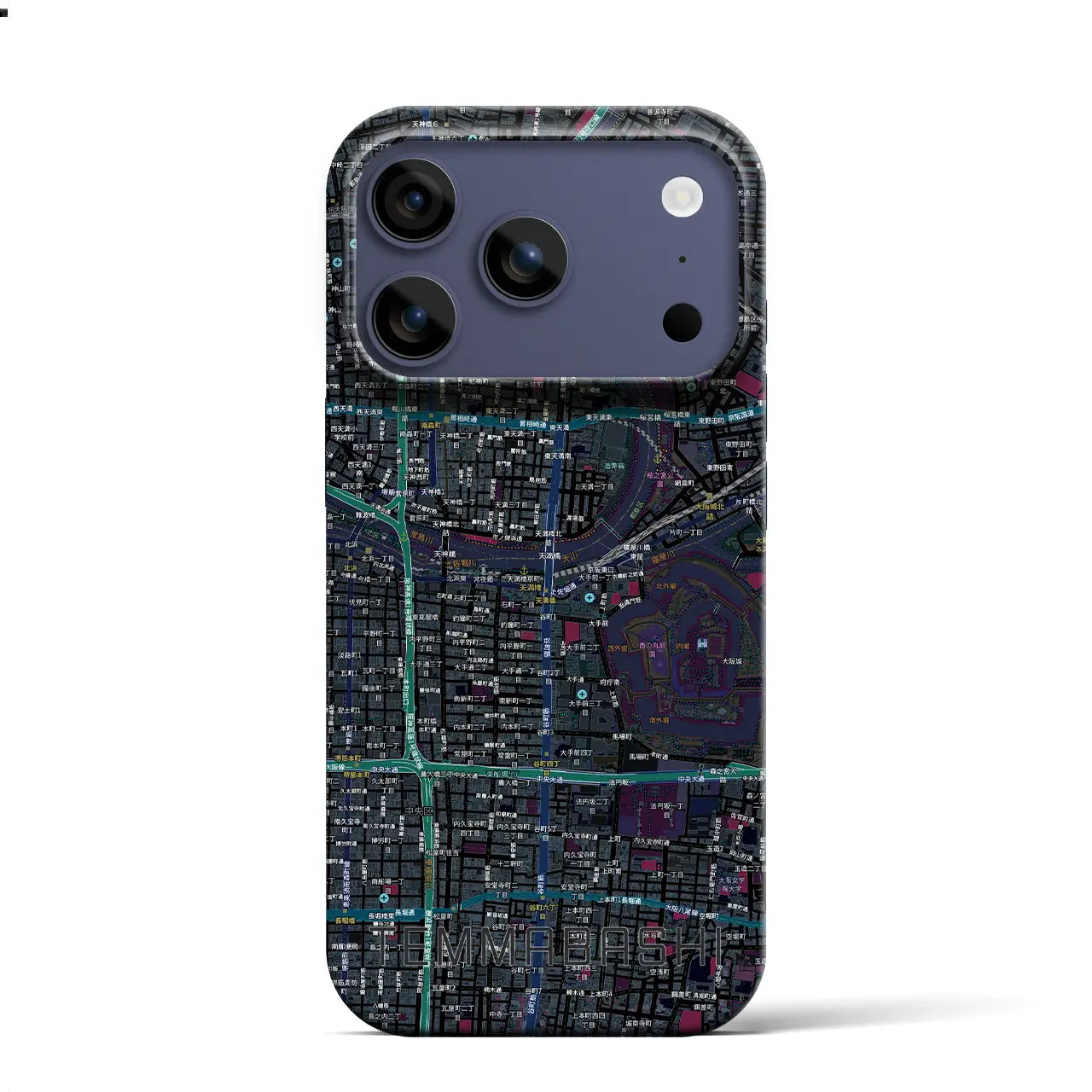 【天満橋（大阪府）】地図柄iPhoneケース（バックカバータイプ）