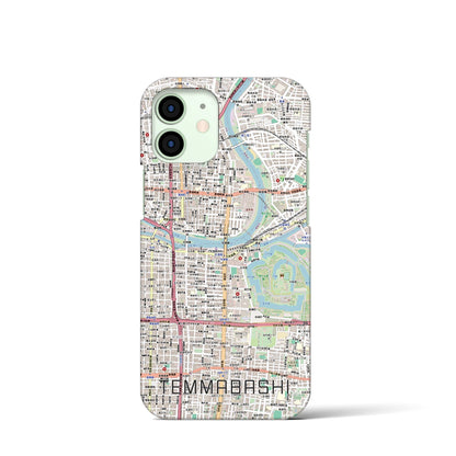【天満橋（大阪府）】地図柄iPhoneケース（バックカバータイプ）ナチュラル・iPhone 12 mini 用