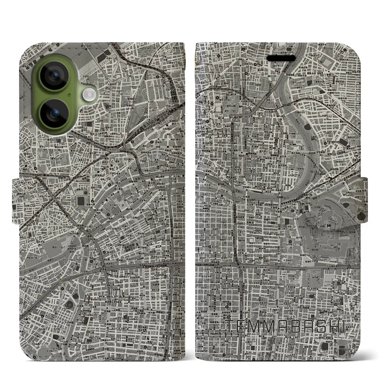 【天満橋（大阪府）】地図柄iPhoneケース（手帳タイプ）