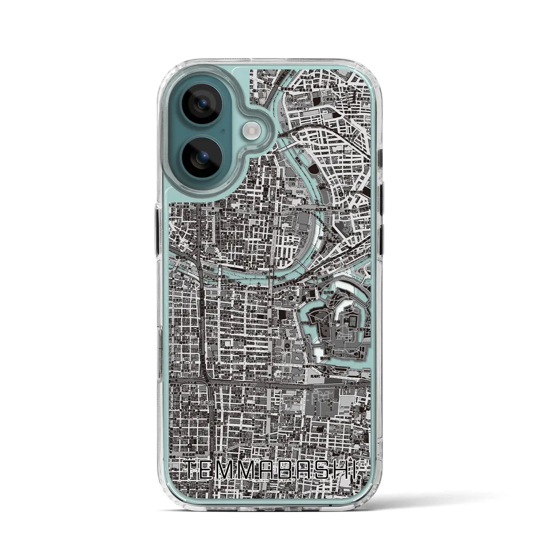 【天満橋（大阪府）】地図柄iPhoneケース（MagSafeタイプ）モノトーン・iPhone 16 Pro 用