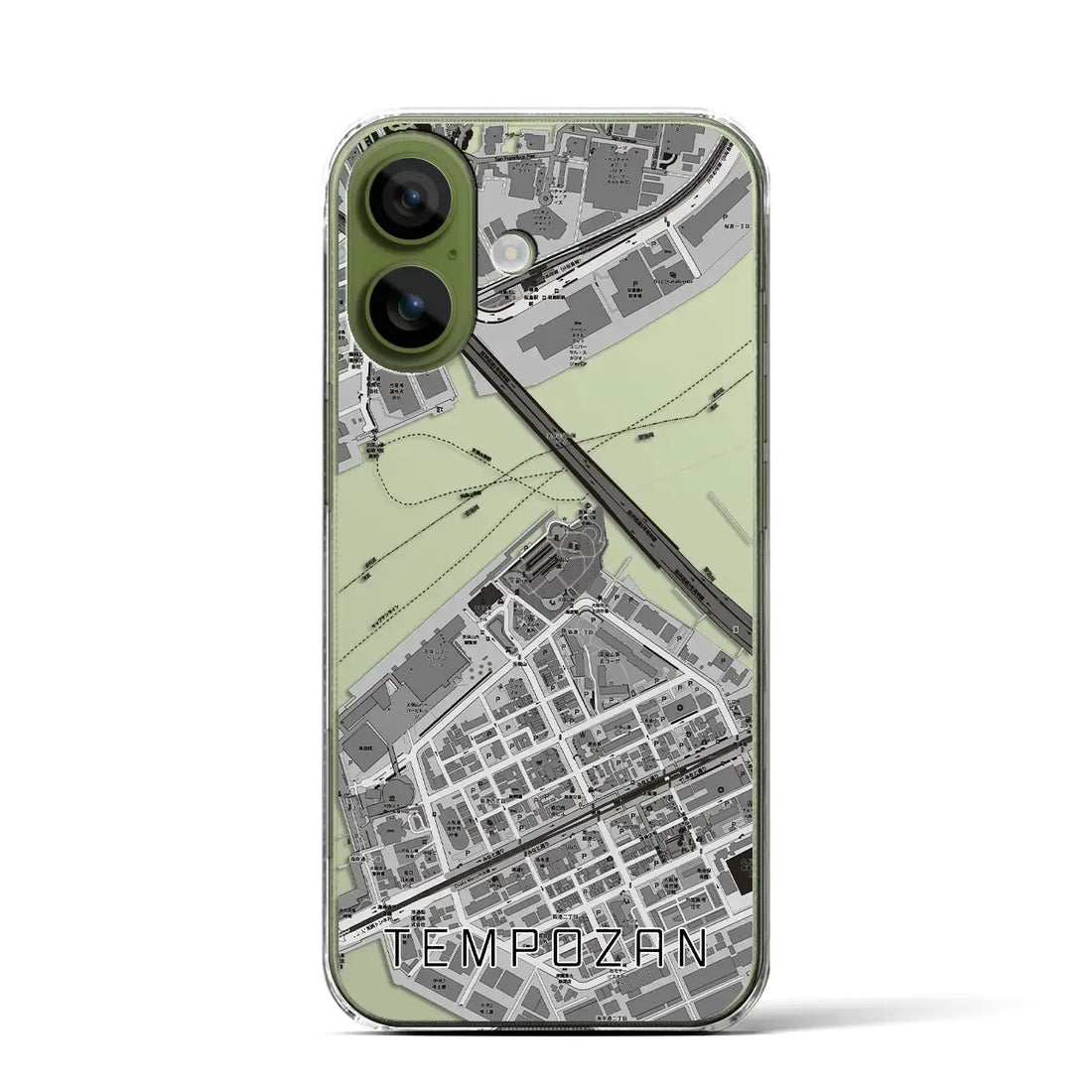 【天保山（大阪府）】地図柄iPhoneケース（クリアタイプ）モノトーン・iPhone 17 Pro Max 用