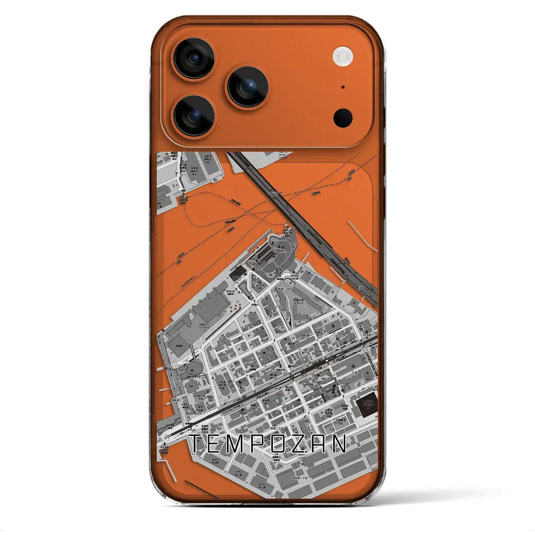 【天保山（大阪府）】地図柄iPhoneケース（クリアタイプ）モノトーン・iPhone 17 Pro Max 用