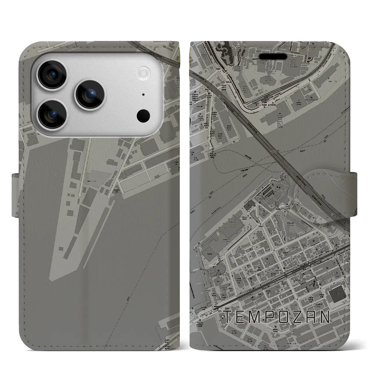 【天保山（大阪府）】地図柄iPhoneケース（手帳タイプ）