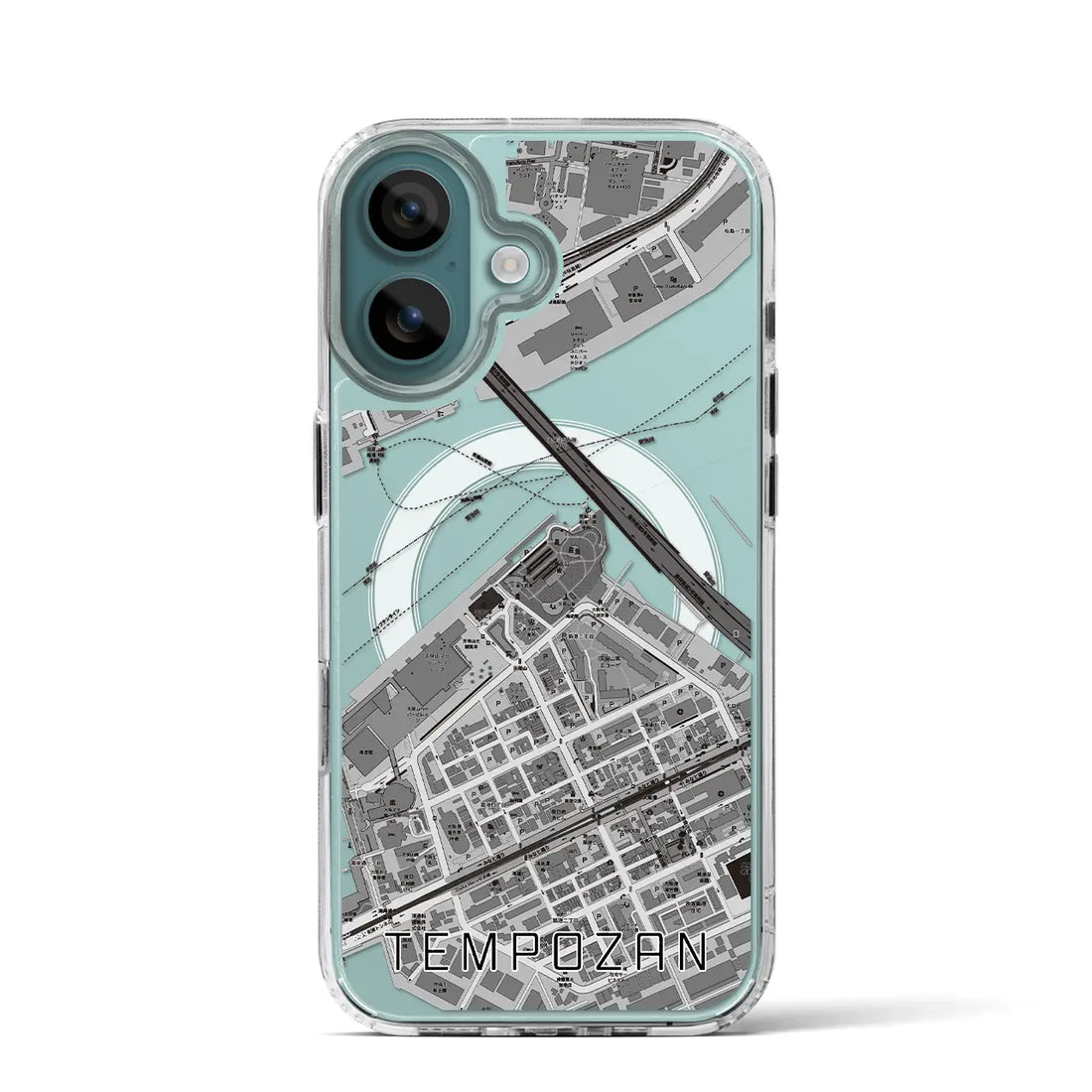 【天保山(大阪府)】地図柄iPhoneケース(MagSafeタイプ)モノトーン・iPhone 16 Pro 用