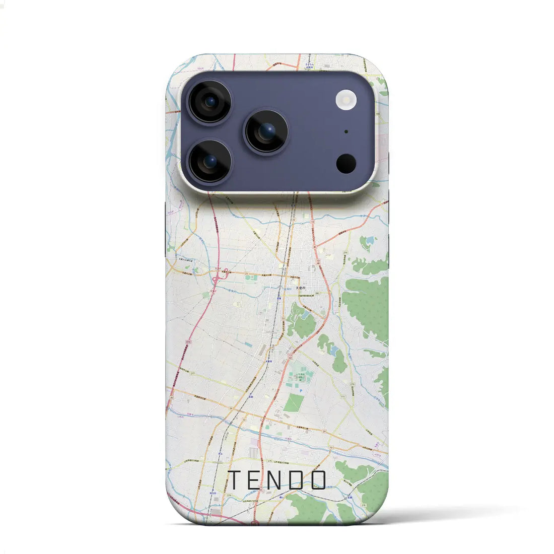 【天童（山形県）】地図柄iPhoneケース（バックカバータイプ）ブラック・iPhone 17 Pro Max 用