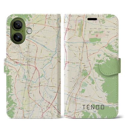 【天童（山形県）】地図柄iPhoneケース（手帳タイプ）